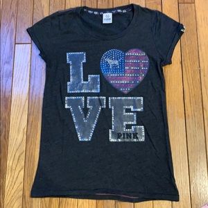 PINK Victoria’s Secret Bedazzled Love Tee